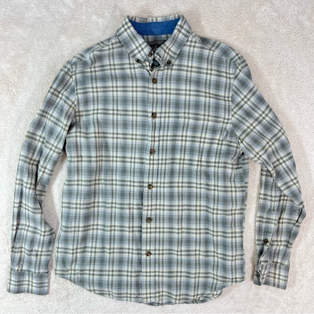 WOOLRICH Green Plaid Lightweight Button Down Shirt Size Medium